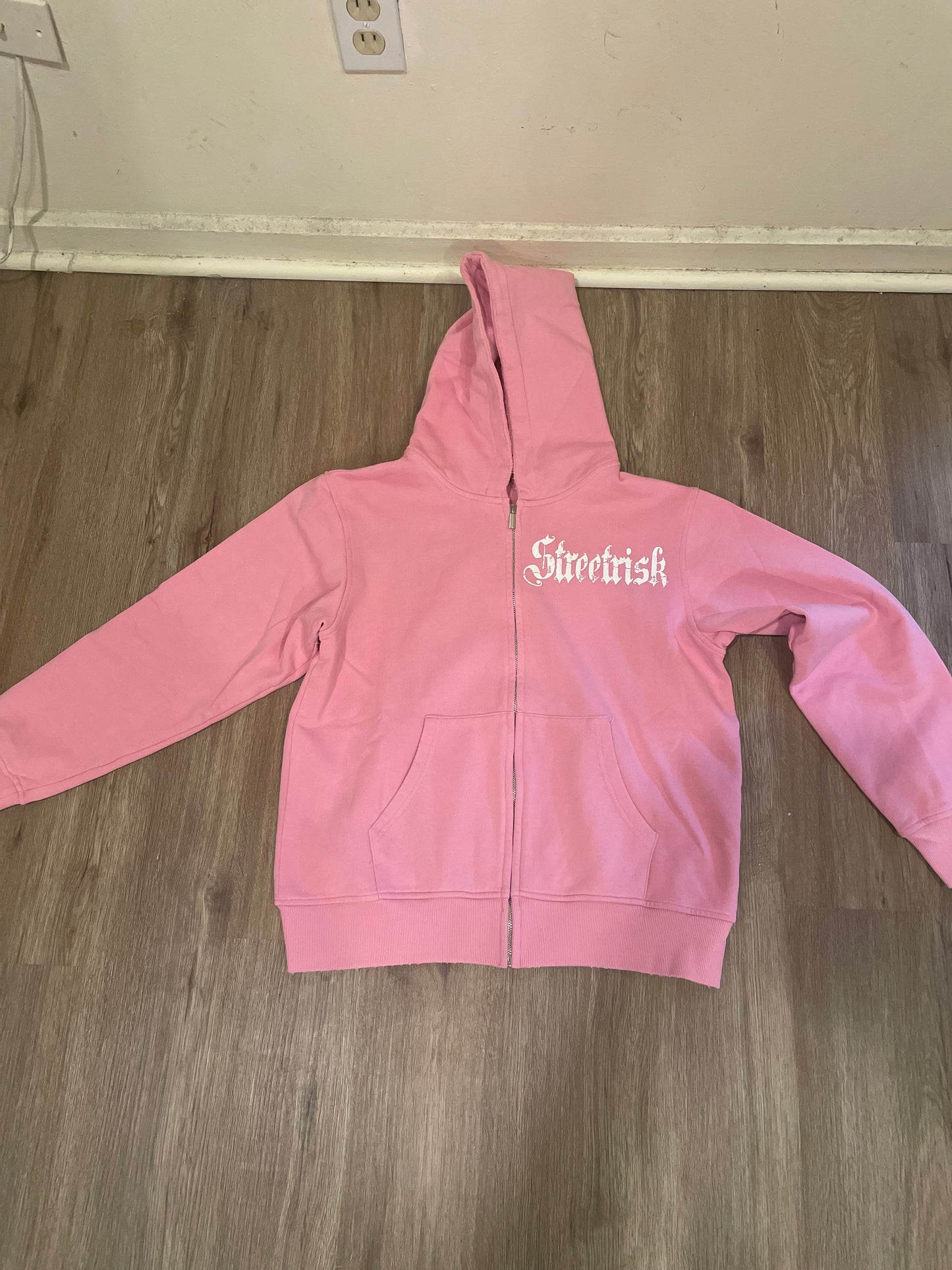 streetrisk distress hoodie pink